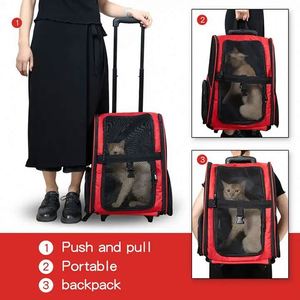 Free Sample In Stock Pet Rolling Carrier Dog <b>Backpack</b> with <b>Wheels</b> Cats Puppies Travel Bag with <b>Wheels</b> Dog Trolley Airline - Product Image 3