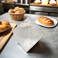 Vente en gros de sacs en papier sulfurisés personnalisés Conception gaufrée Double poche ouverte en forme de L en forme de triangle Burger Donuts Alimentaire résistant à l'huile