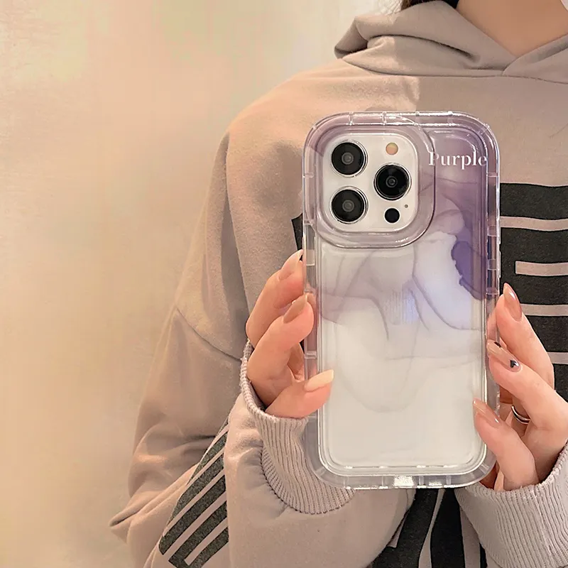 Purple Wash Painting clear Shockproof Silicone Bumper Phone Case For iPhone 13 12 11 14 Pro Max 14 Plus Soft Transparent Cover