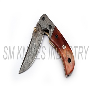 Color Camel <b>Bone</b> <b>Handle</b> Grip Hand Made Damascus Folding pocket <b>Knife</b> (smk1221) - Product Image 4