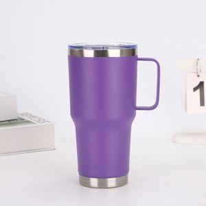 Taza de Café de Acero Inoxidable de Doble Pared de 20oz/30oz con Logotipo Personalizado, Vaso Térmico de Viaje con Asa y Tapa Metálicas - Product Image 4