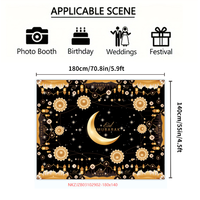 Bannière de table Eid Mubarak, décoration du Ramadan, imprimé noir et or, polyester, 5,9x4,5 pieds, pour restaurant, fête, mosquée