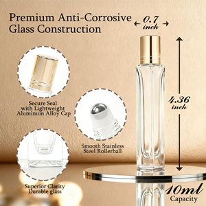 Amber Empty 2ml 5ml Essential Oil Perfume <b>10ml</b> Round Roll on Glass <b>Bottle</b> Package with Roller Ball - Product Image 3