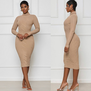Nuevo largo Bodycon Maxi Knit Sweater Dress Vestido de suéter de manga larga Ropa de mujer Otoño - Product Image 1