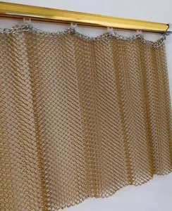 不锈钢壁炉装饰窗帘叶栅金属线圈窗帘金属网链窗帘织物