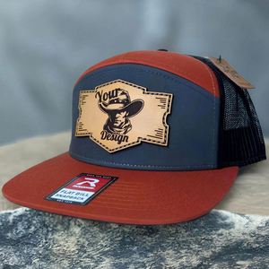 Premium Quality Custom Leather <b>Patch</b> Logo 6 Panel 112 Style Retro Camo Snapback Mesh Embroidery Logo Trucker Caps Hat - Product Image 5