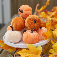 Sortierte Herbst-Baumwollstoff Mini 3D Plüsch-Kürbisse Künstliche Ornamente Thanksgiving Halloween Heim Tisch Kamin Erntedeko