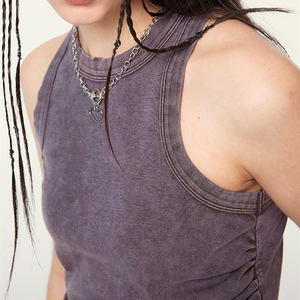 Gilet da donna con Logo personalizzato estivo canotta in cotone a coste Sexy da donna canotta <span class=keywords><strong>Crop</strong></span> <span class=keywords><strong>Top</strong></span> canottiere senza maniche <span class=keywords><strong>Beige</strong></span> senza maniche - Product Image 2