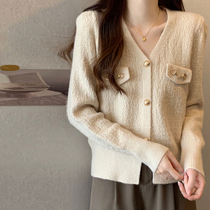 2024 Mùa Thu Mới Đến Crew Cổ Dài Tay Áo Cardigan Thanh Lịch Phụ Nữ Văn Phòng Phụ Nữ Áo Len Áo - Product Image 5