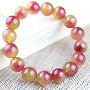 Watermelon Chalcedony Crystal <b>Bracelet</b> 8MM 10MM 12MM Round Beads Everyday Wear Jewelry for Men and Women - Product Image 1