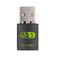 Kartu Jaringan Nirkabel 2 in 1 Dual Band 600M Tanpa Driver, Adaptor Wifi USB untuk Komputer Desktop PC