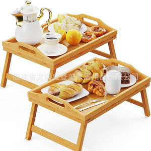 Plateau en bambou avec poignée, assiette pliante, plateau de lit, plateau à thé en bambou, table à manger, bureau d'ordinateur pour dortoir, fenêtre en baie - Product Image 3