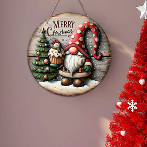 Spot cross-border wooden snowman door <b>hanger</b>, Christmas decoration, round door sign, Christmas tree ornament. - Product Image 4