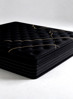 Matelas à ressorts ensachés matelassé à carreaux noir et or, luxe léger, personnalisable