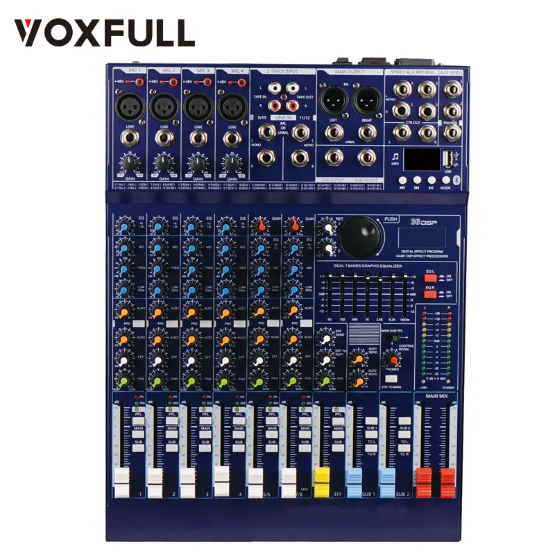 Voxfull HE8 Professional Mixer Konsole Live Audio Dj Pro Sound
