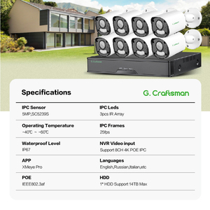 <span class=keywords><strong>GX</strong></span>-YUFI-M5C-K8 Gcraftsman vente en gros 8CH extérieur étanche 5MP IP POE CCTV système de sécurité NVR caméras Kit avec <span class=keywords><strong>prix</strong></span> bon marché - Product Image 2