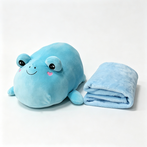 Peluche grenouille personnalisée, peluche grenouille, peluche grenouille bleue, ensemble couverture grenouille, jouet grenouille mignon - Product Image 3