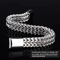 Bracelet double chaîne en acier inoxydable pour femme ZY05412, style tendance tressé, bijoux hip-hop et rock pour soirée