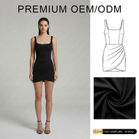 Vente de gros Logo personnalisé pour dames Discothèque Style Sexy Hot Girl Couleur Unie Plissé Hip Wrap Mini Robe Noire Femmes Sexy