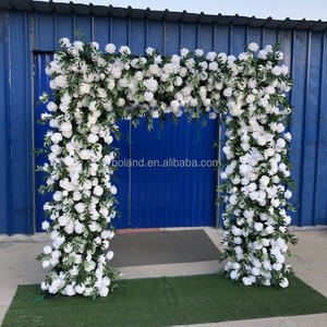 S68 Stoff zurück Faux Arch Floral Runner Arrangement Weiß Künstliche Seide Rose Arch Flower Row für Hochzeit Gang Hintergrund Dekor - Product Image 5