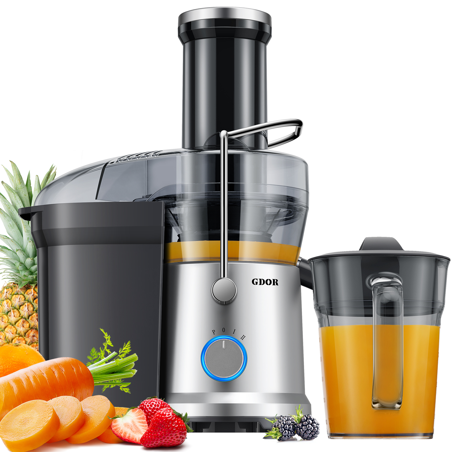 Gdor 1200W Fruit Groente Centrifugaal Juicer Extractor 3.2 Inch Brede Mond 45Oz Afsluitbare Sap Kan Aanrecht Juicer Machine