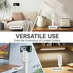 Multiprise murale américaine 180 °   Rallonge électrique portable ultra plate avec prise rotative et 2 prises - Product Image 5