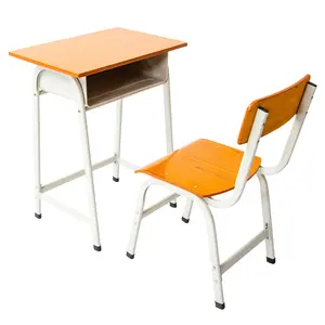 木製学生デスクチェア安い学習テーブルと椅子小学校用シングルセットデスクと椅子