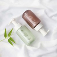 Botol busa cokelat hijau Matte plastik 300ml dengan kunci klik untuk krim mandi sabun mandi deterjen sampo Gel mandi