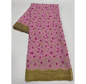 Tela de Encaje de <span class=keywords><strong>Guipur</strong></span> <span class=keywords><strong>con</strong></span> Cordón, Bordada en 3D, <span class=keywords><strong>con</strong></span> <span class=keywords><strong>Piedras</strong></span>, para Vestidos de Mujer Africanos, Precio de Mayoreo, Gran Venta - Product Image 1