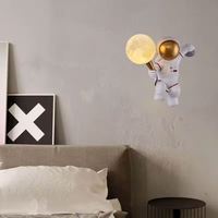 Lampe murale LED nordique astronaute lune pour chambres d'enfants, balcons et salons, installation encastrée, blanc + or, blanc chaud