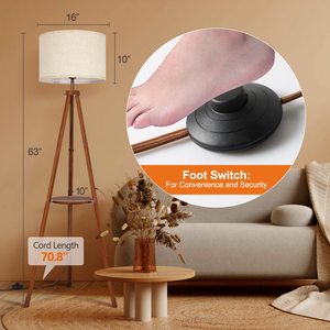 Lampe sur <span class=keywords><strong>pied</strong></span> moderne avec étagère, <span class=keywords><strong>en</strong></span> <span class=keywords><strong>bois</strong></span> massif, pour salon, chambre à coucher, décoration nordique, lampe à télécommande - Product Image 4