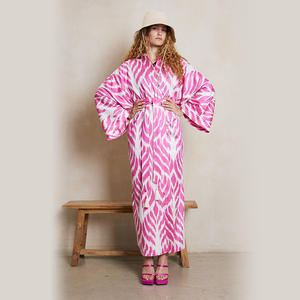 Material de algodón nuevo cárdigan estampado playa vacaciones Bikini blusa mujer Bikini traje de baño cubrir estampado Kaftan Beach Resort - Product Image 3