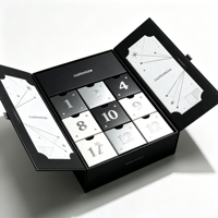 Boîte de calendrier de l'avent de luxe à double porte avec logo personnalisé, tiroirs en carton pour coffret cadeau cosmétique de Noël, vente en gros