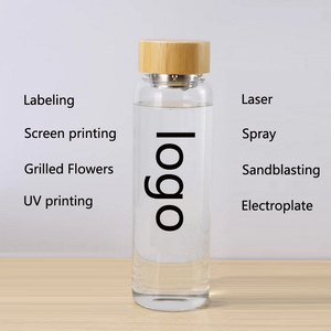 Bouteille d'eau en verre borosilicate de 1000 ml avec marqueur de temps et couvercle en bambou pour la vente en gros - Product Image 5