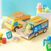 Emballage en carton ondulé pliable imprimé en couleur personnalisé, boîte en papier pour enfants en forme de voiture avec poignée découpée