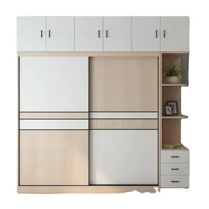 Mais novo design nórdico estilo moderno painel de madeira sólida branco casa móveis canto personalizado guarda-roupa