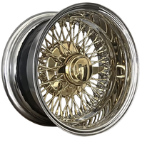 Nouvelle jante en fil d'acier 13x7 Or Titane à 72 rayons croisés inversés avec spinner à 2 barres