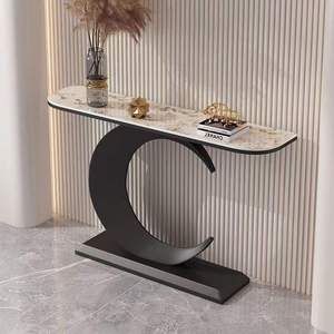 <span class=keywords><strong>Table</strong></span> <span class=keywords><strong>console</strong></span> semi-circulaire en bois de qualité supérieure avec un design moderne, durable et facile à nettoyer pour un usage domestique - Product Image 6