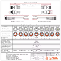 Câble connecteur mâle-femelle étanche IP67, connecteur M12 4 broches, câble d'alimentation pour bande LED intérieure/extérieure