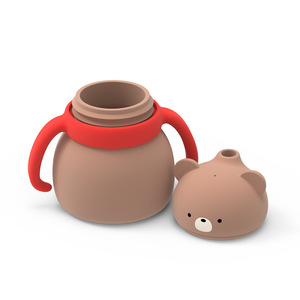 Gobelet à collation pour bébé avec double poignée, en silicone, avec paille intégrée pour l'eau et des motifs animaux, pour l'alimentation et la boisson, durable - Product Image 5