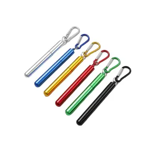 Portable travel outdoor flexible design gold drinking accessories reusable foldable straw with straw tube brush
