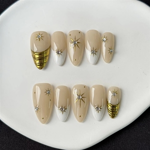 <span class=keywords><strong>Ongles</strong></span> à presser faits main personnalisés, motif œil, strass <span class=keywords><strong>turquoise</strong></span>, French manucure, fleurs de luxe, vente en gros - Product Image 5
