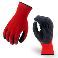 Gants de travail personnalisés, usage industriel, doublure en polyester rouge, revêtement en latex noir, gants de sécurité pour le travail