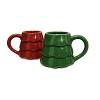 Vente flash - Tasse en céramique en forme de sapin de Noël - Tasse rouge et verte - Tasse à café - Tasse à lait pour Noël