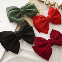 LRTOU Vente en gros de pinces à cheveux pour femmes Accessoires de cheveux de couleur unie nœuds en lin Pince à cheveux papillon floral pour filles