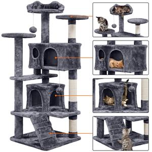 Poste para rascar para gatos, torre de árbol, muebles de condominio, casa para mascotas, juego con postes de sisal para rascar, hamaca, escalera - Product Image 3