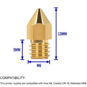 Buse en laiton MK8 0.2mm 0.3mm 0.4mm 0.6mm 0.8mm 1.0mm, embouts de buse d'extrusion pour imprimante 3D Ender 3 CR10 <span class=keywords><strong>Makerbot</strong></span> Reprap - Product Image 4