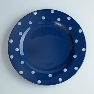 Boheemse Stijl Italiaanse Fruitsalade Blauwe Keramische Bord Traditionele Porseleinen Serveerschaal