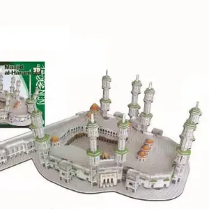 Grensoverschrijdende 3d Stereo Puzzel Mekka Grote Moskee Madinah Moskee Gebouw Model Diy Puzzel Speelgoed