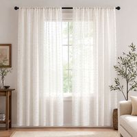 COSENNATUR Rideau Voilage Jacquard en Fil Bonbon 1 Pièce 100% Polyester 110gsm à Pois Orange avec Passe-Tringle pour Salon Vente en Gros